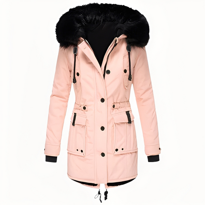 Mathurine - Warm winter coat with hood for women