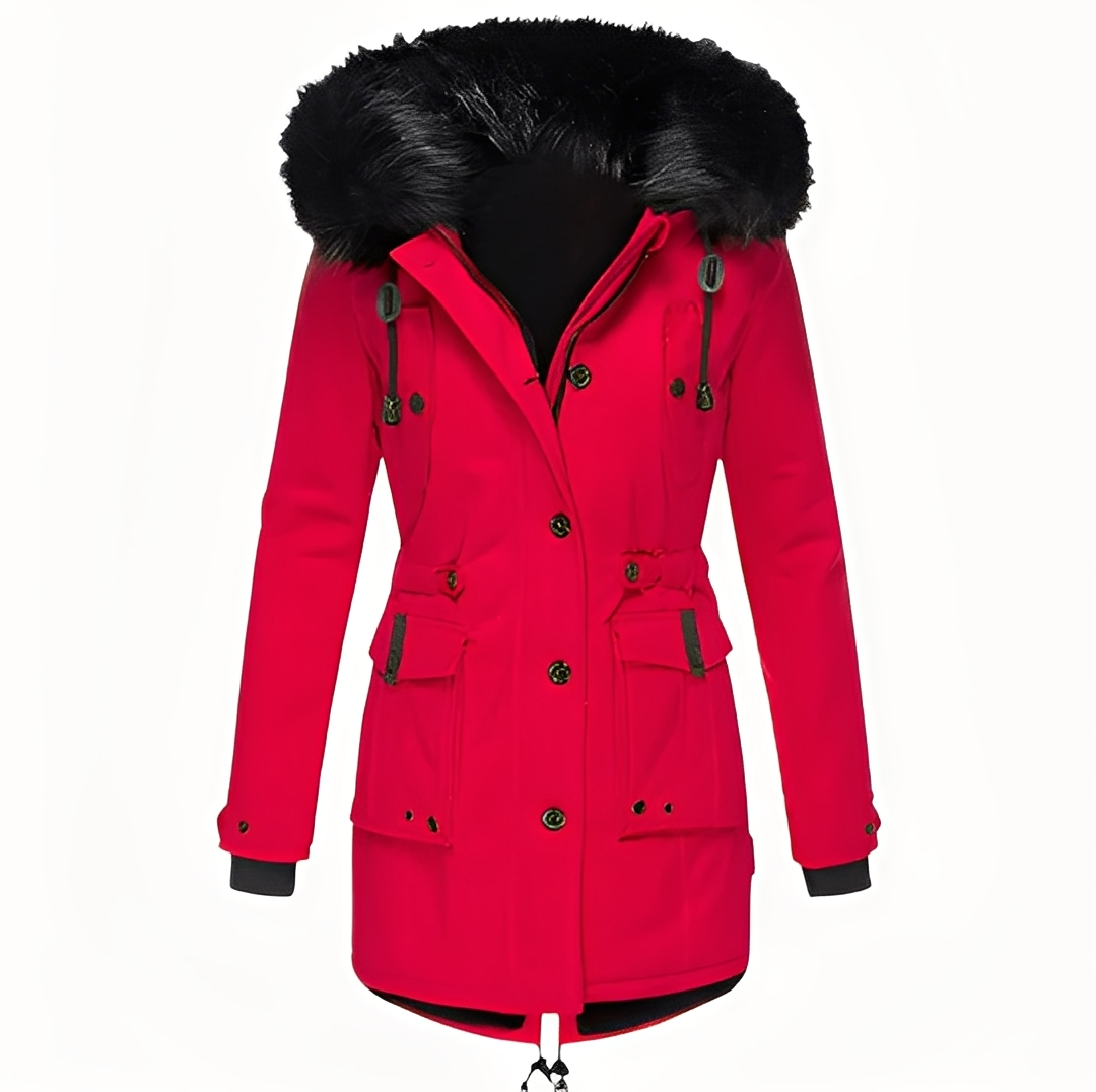 Mathurine - Warm winter coat with hood for women