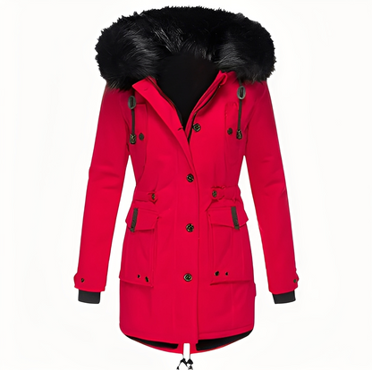 Mathurine - Warm winter coat with hood for women