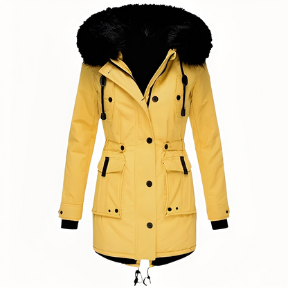 Mathurine - Warm winter coat with hood for women