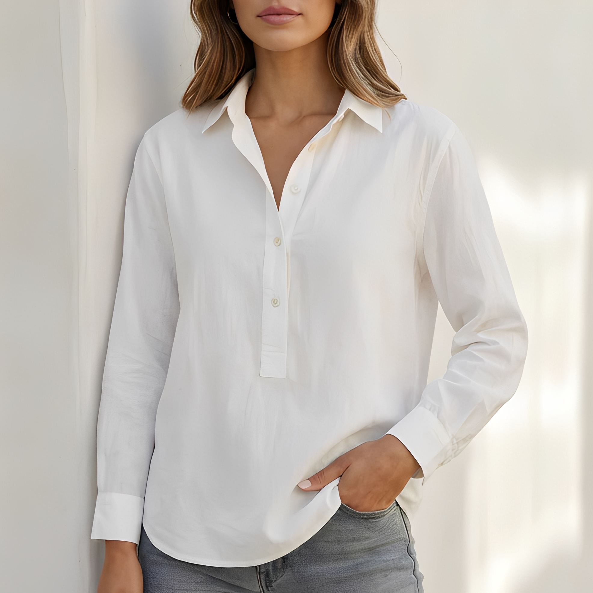 Andy - Chemise élégante à col en V pour femme
