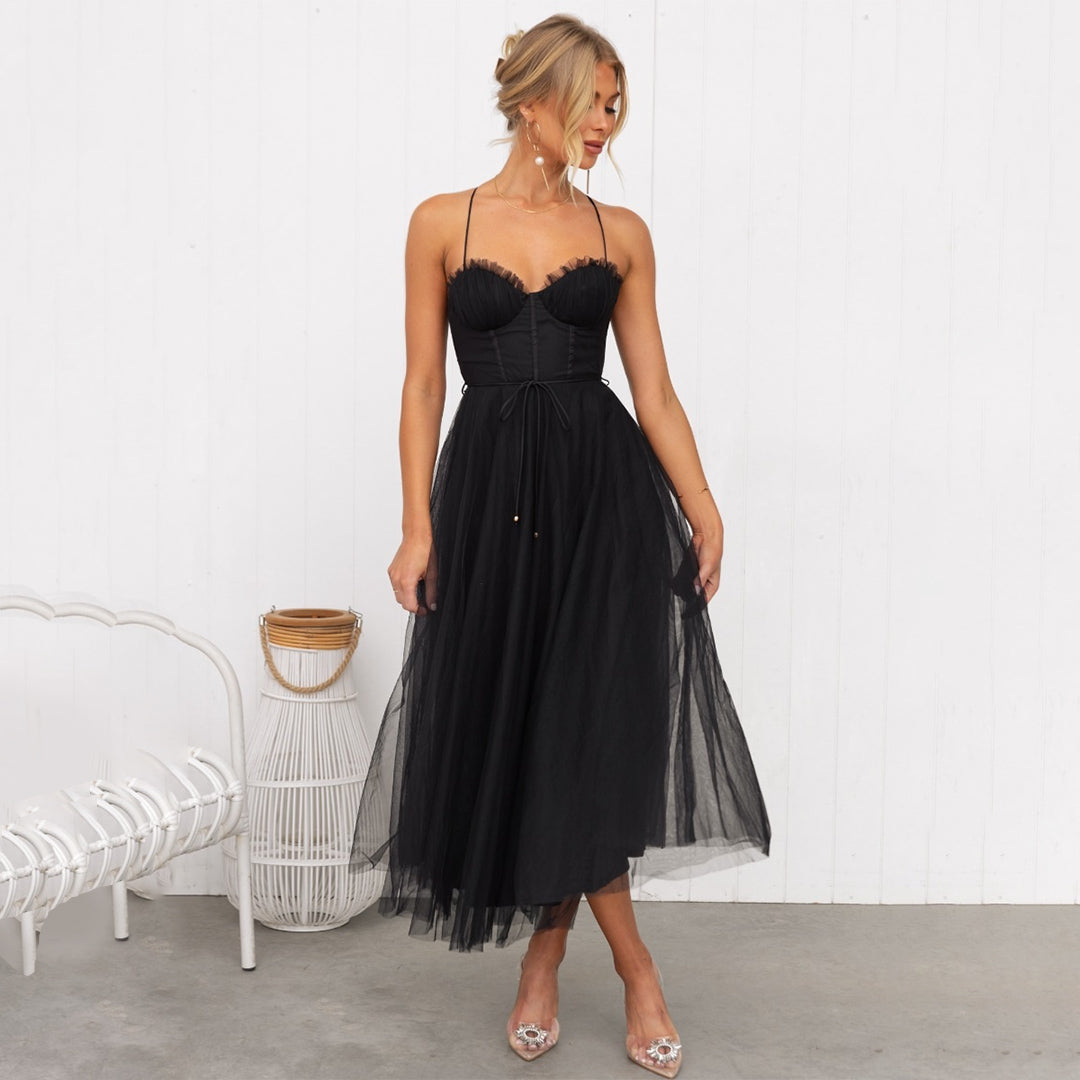 Roseanne – Long strapless long mesh dress