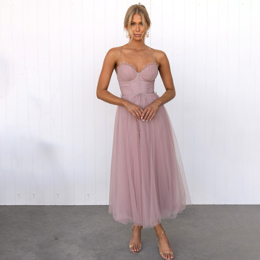 Roseanne – Long strapless long mesh dress