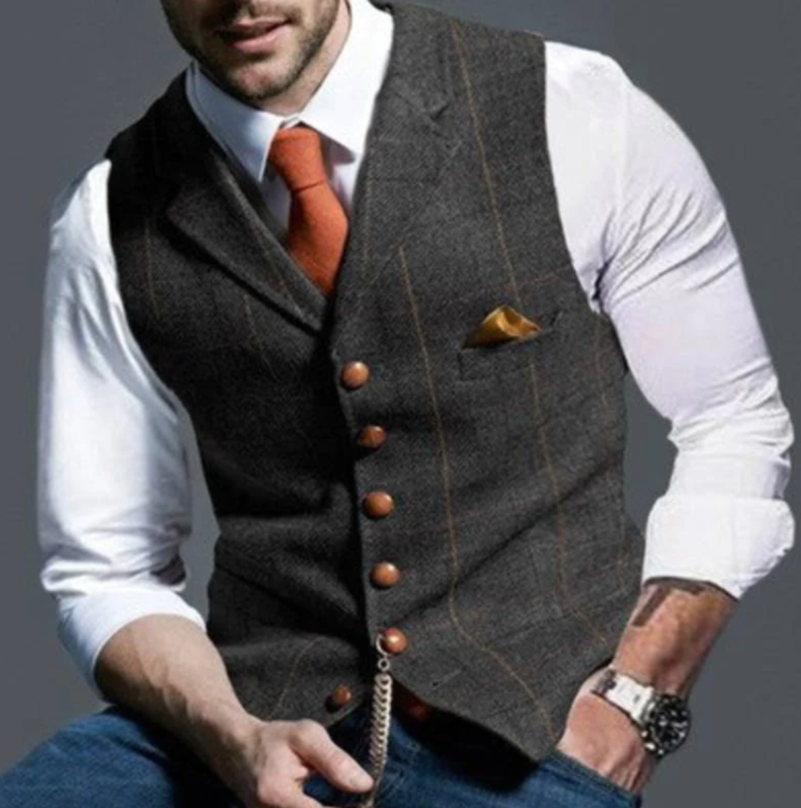 Jericho - Veste sans manches à carreaux pour homme