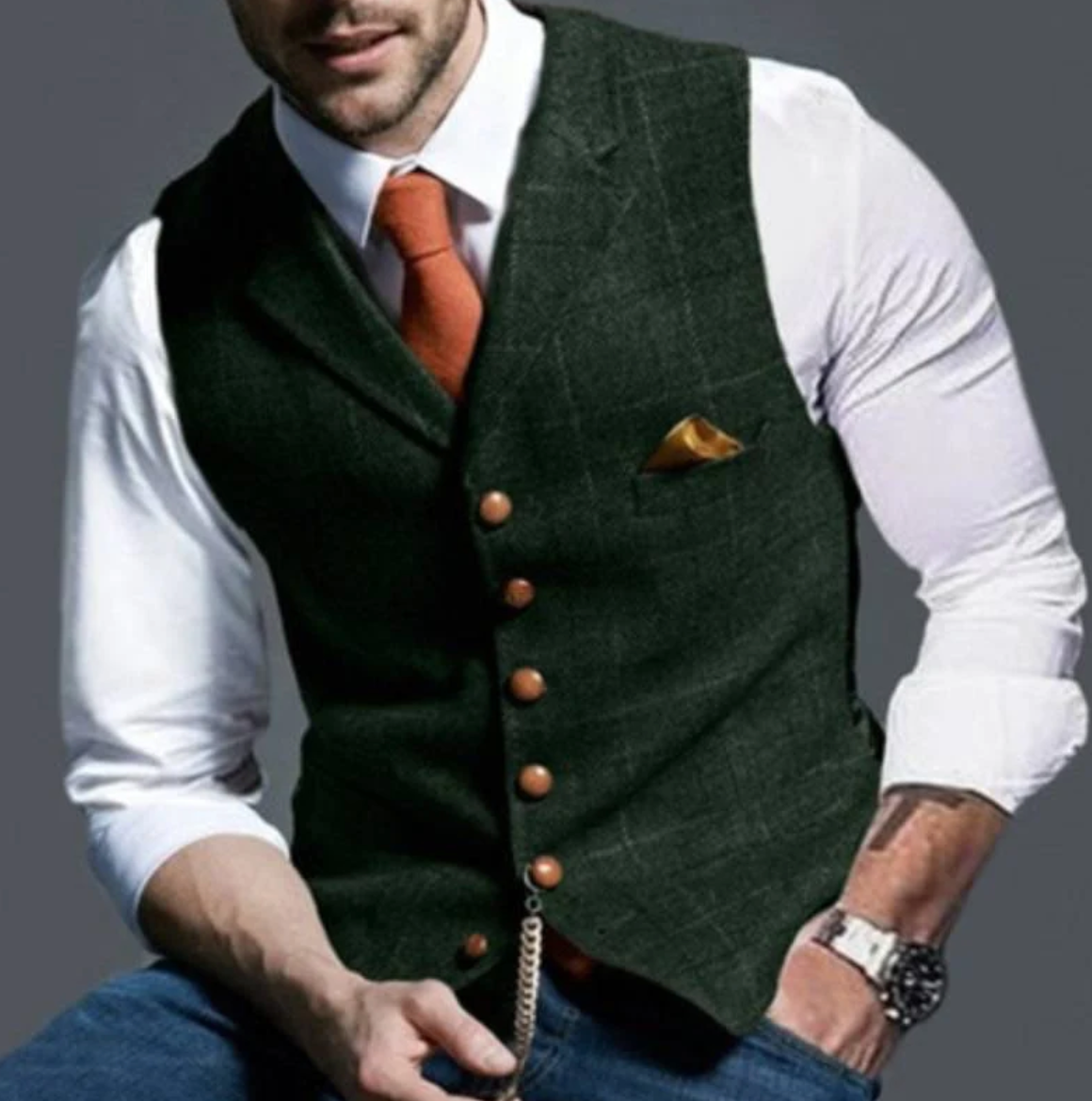 Jericho - Veste sans manches à carreaux pour homme