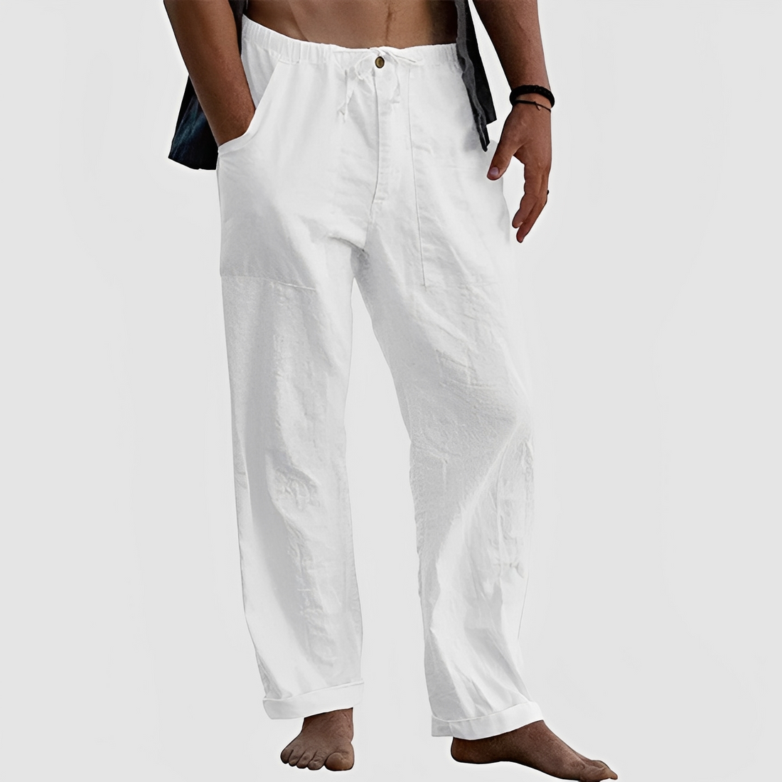 Jovan - Pantalon d'été décontracté à cordon pour homme