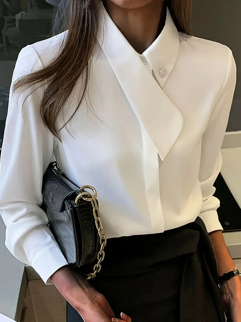 Reamina - Blouse femme haut de gamme avec col asymétrique