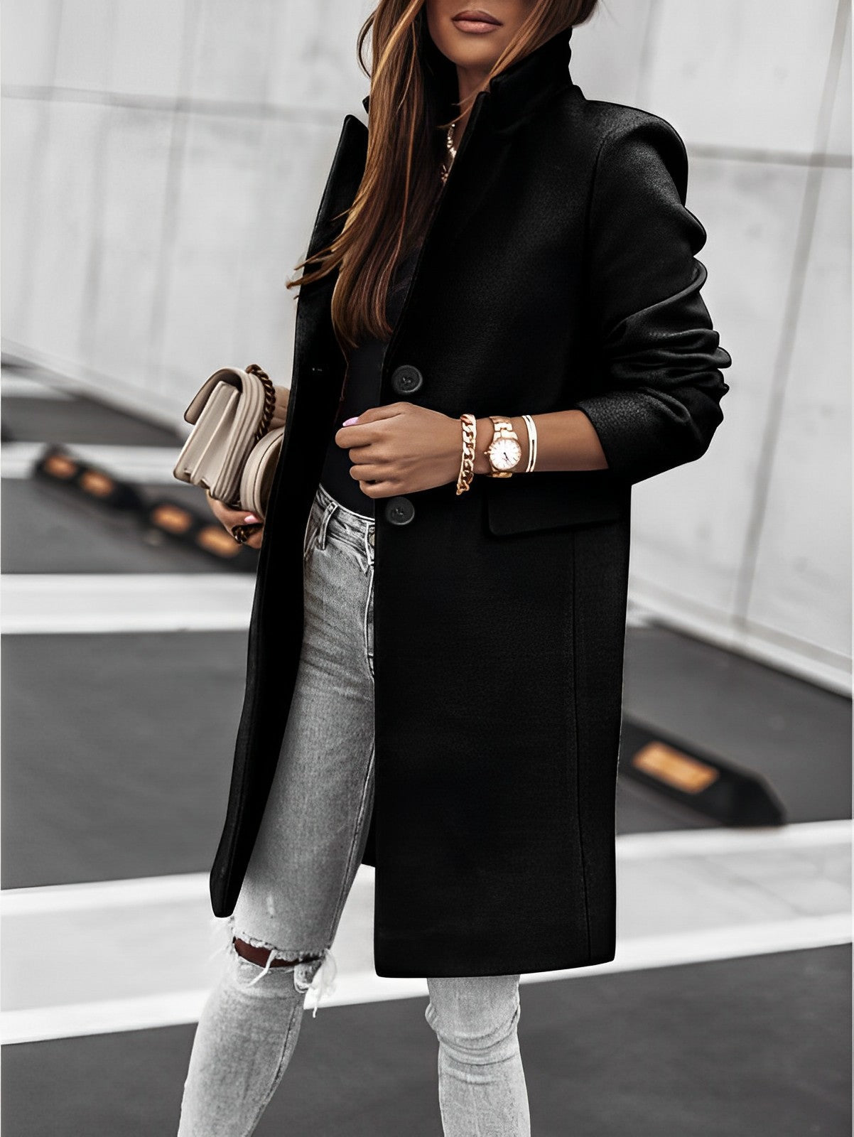Simone – Manteau Classique Deux Boutons
