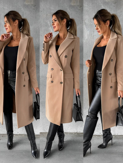 Gadie Bella - Manteau long en laine à double rangée de boutons