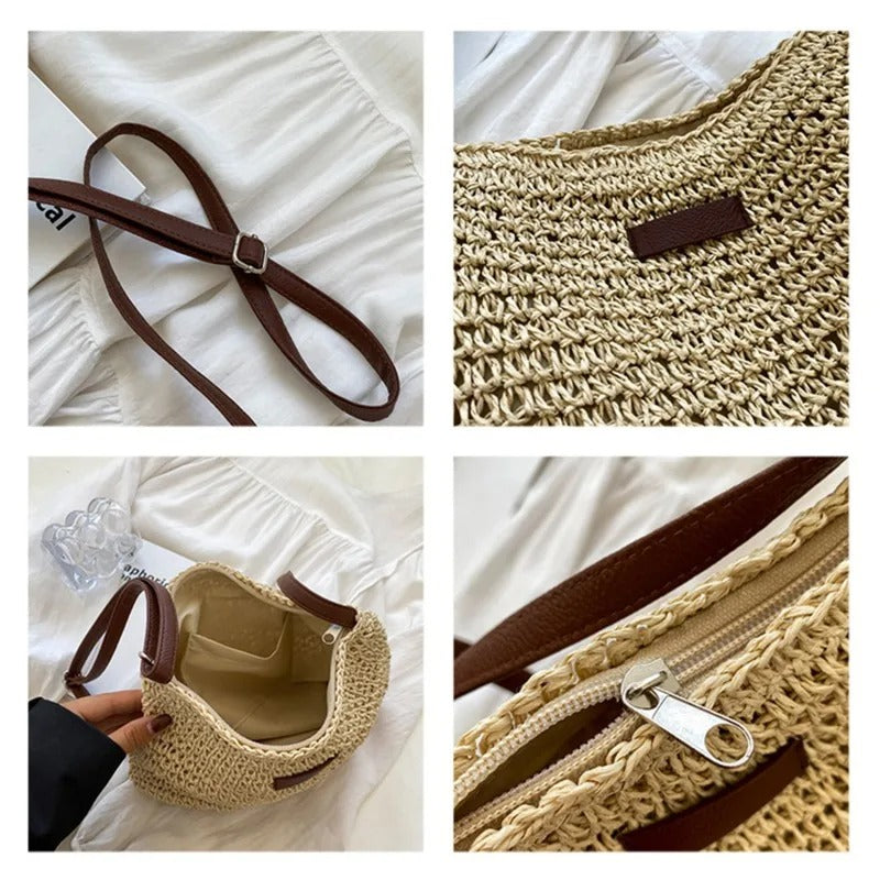 Camille – Elegant Braided Bag in Neutral Colors