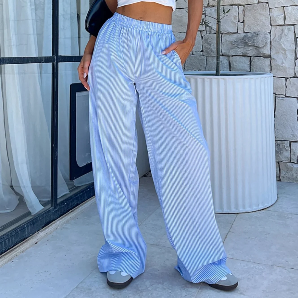 Elis – Pantalons Femme Jambe Large Taille Haute