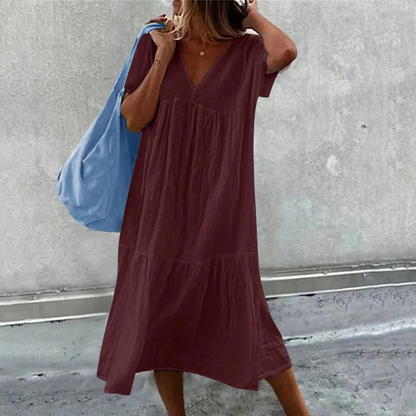 Deanna - Casual Dress with V-Neckline, Versatile and Comfortable