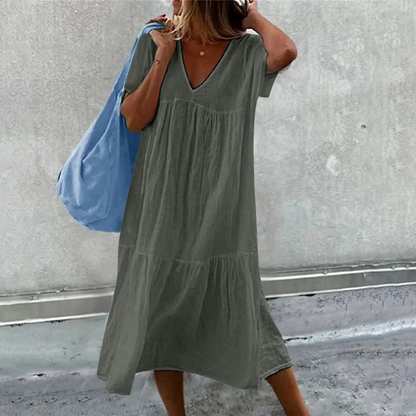Deanna - Casual Dress with V-Neckline, Versatile and Comfortable