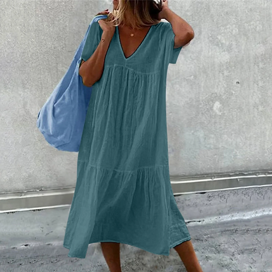 Deanna - Casual Dress with V-Neckline, Versatile and Comfortable