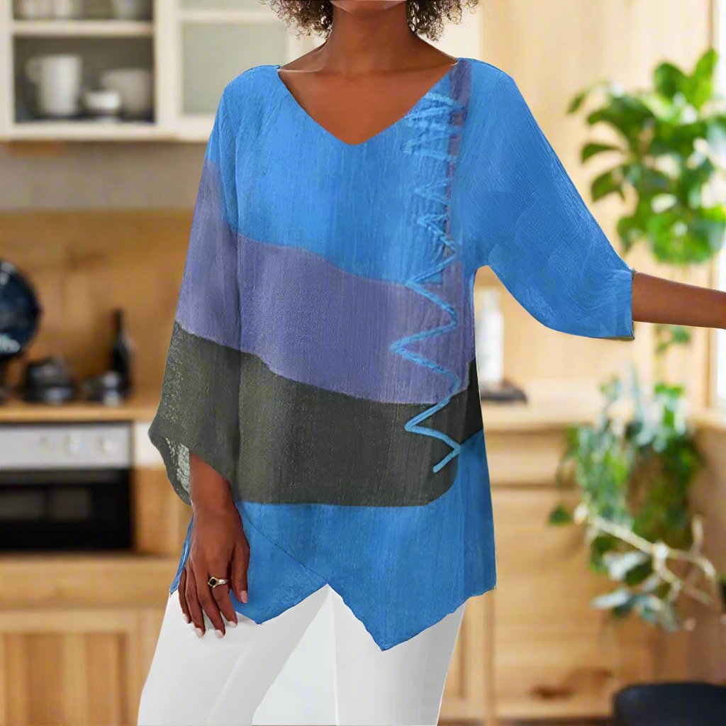 Eli - Blouse tricolore avec couverture du ventre