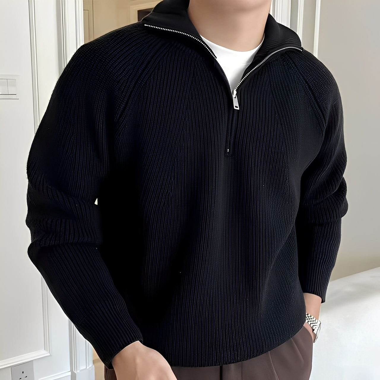 Lino – Pull en Coton à Quart de Zip