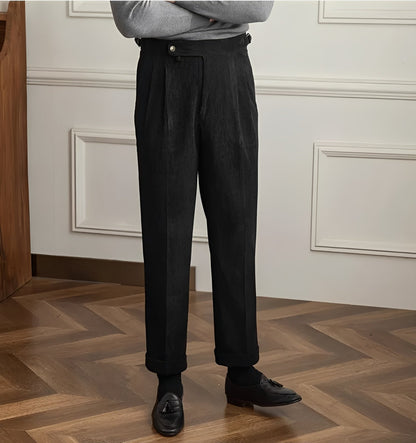 Keaton - Pantalon moderne pour hommes en velours côtelé à taille haute
