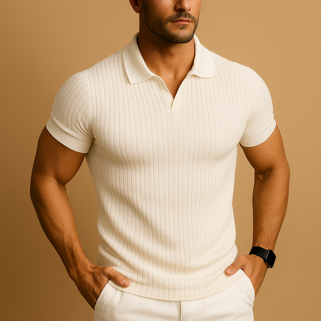 Adrien – Polo Homme Chic Décontracté en Maille Côtelée