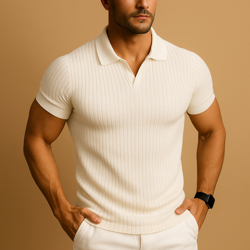 Adrien – Polo Homme Chic Décontracté en Maille Côtelée