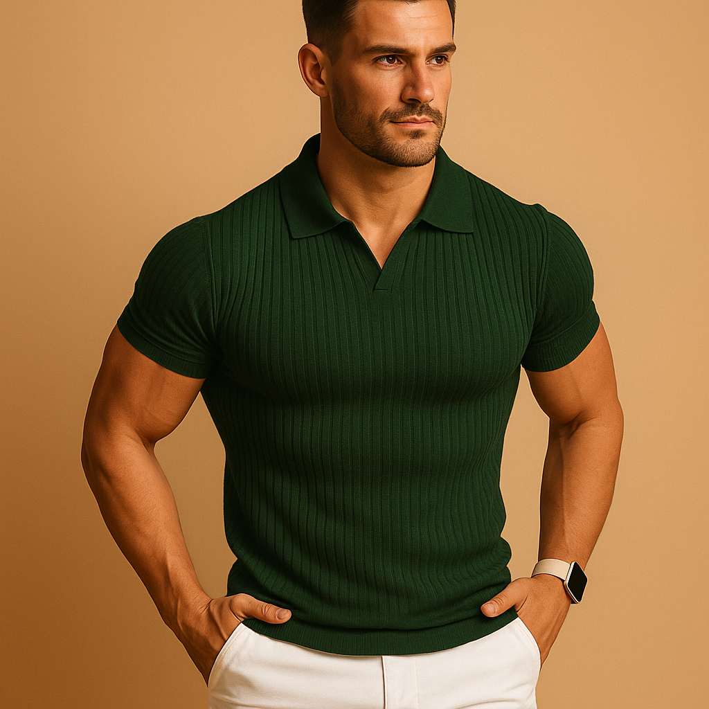 Adrien – Polo Homme Chic Décontracté en Maille Côtelée