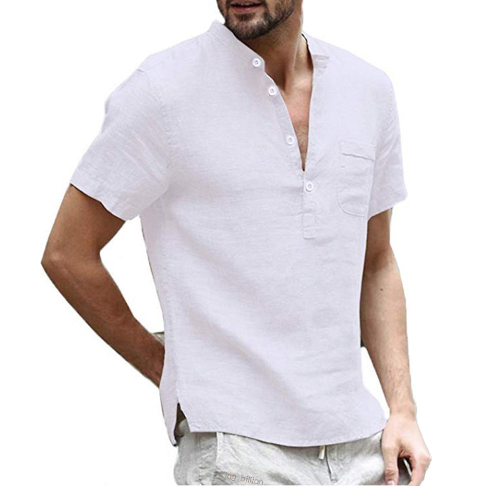 Korbin - Chemise en lin légère à manches courtes pour homme