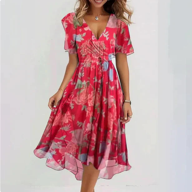 Margaretha - Alluring summer dress with V-neckline