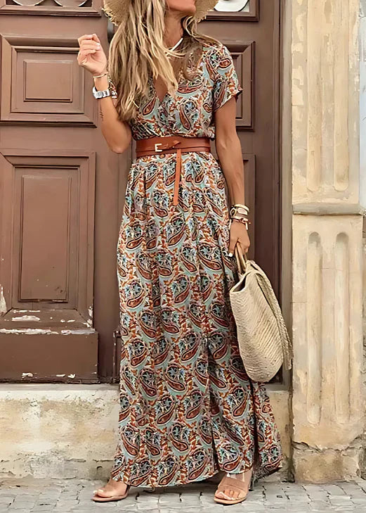 Justine – Robe longue à fleurs pour femmes avec fente