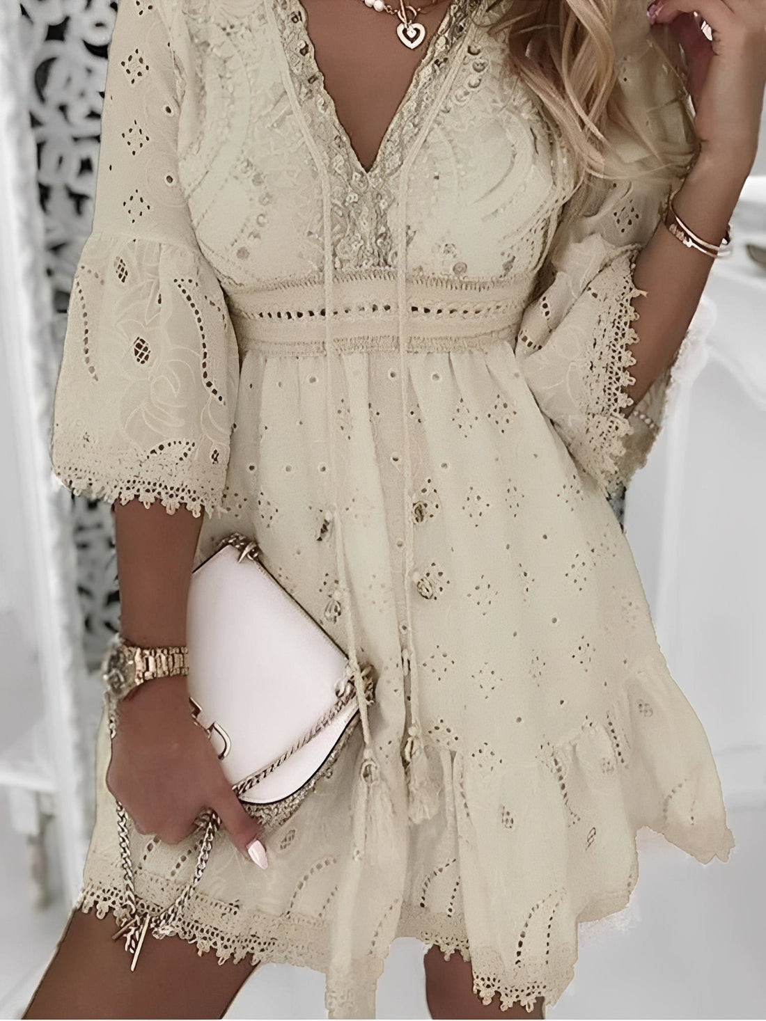 Hollie - Robe boho chic et courte avec pompons pour femmes