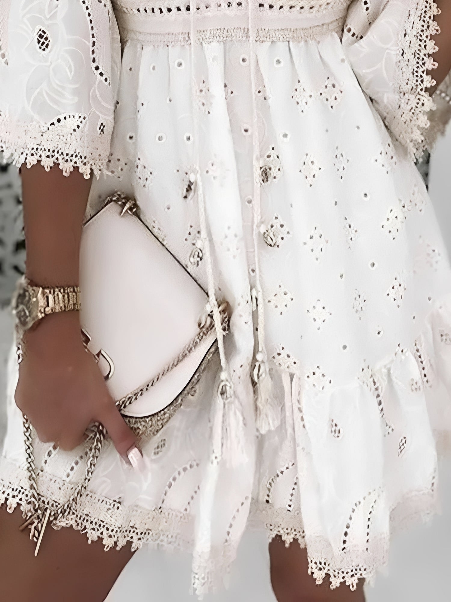 Hollie - Robe boho chic et courte avec pompons pour femmes