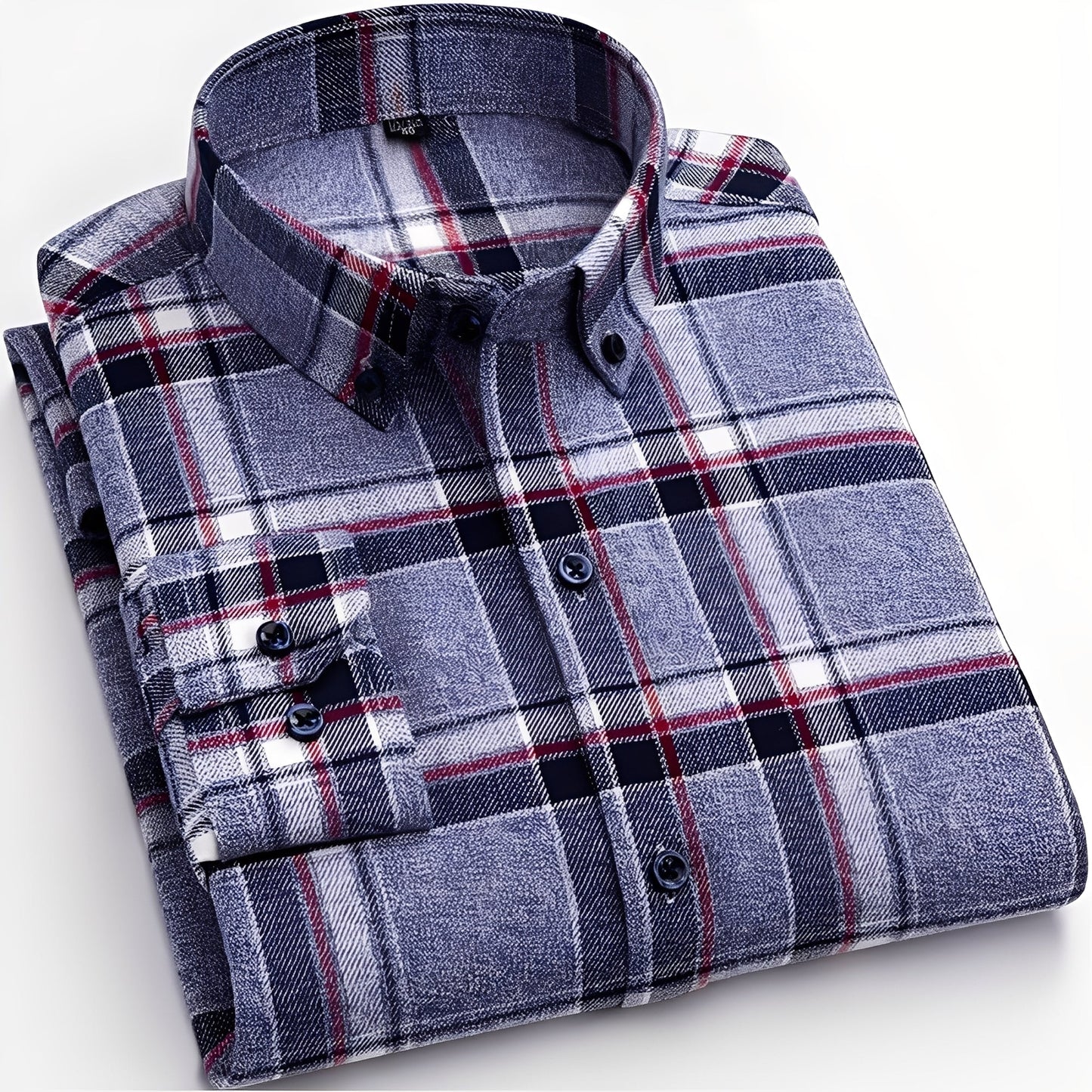 Nikolas - Chemise en coton à carreaux pour homme, style décontracté