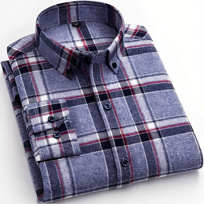 Nikolas - Chemise en coton à carreaux pour homme, style décontracté