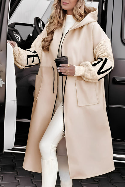 Eloise - Lange moderne Jacke mit Kapuze für Damen