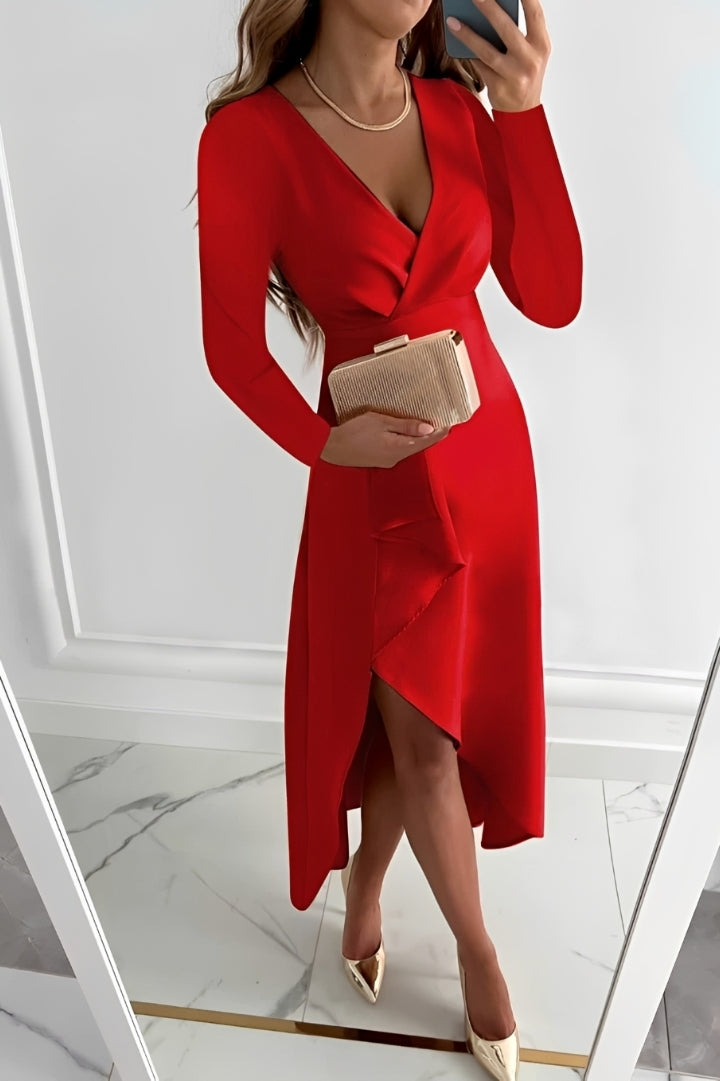 Gracie - Robe Midi Élégante à Manches Longues