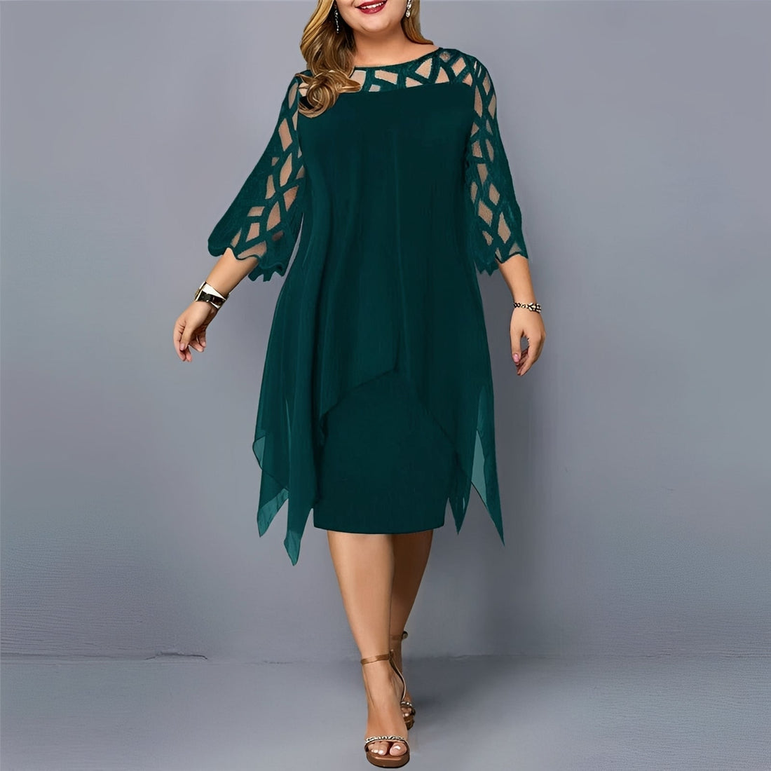 Eleanor - Robe mi-longue élégante en chiffon