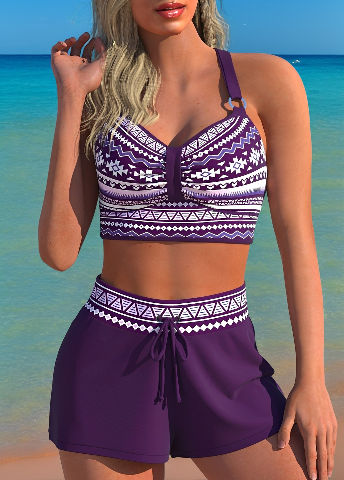 Bailey - Bikini stylé à taille haute avec motif pour femmes