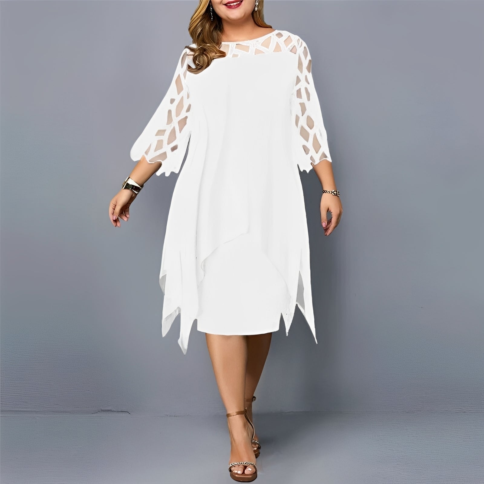 Eleanor - Robe mi-longue élégante en chiffon