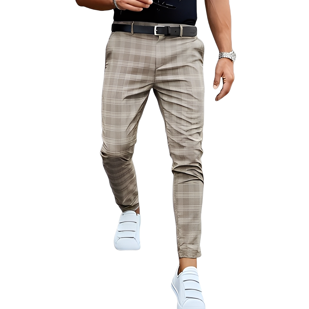 Deacon - Pantalon pour homme à coupe slim et décontractée à carreaux