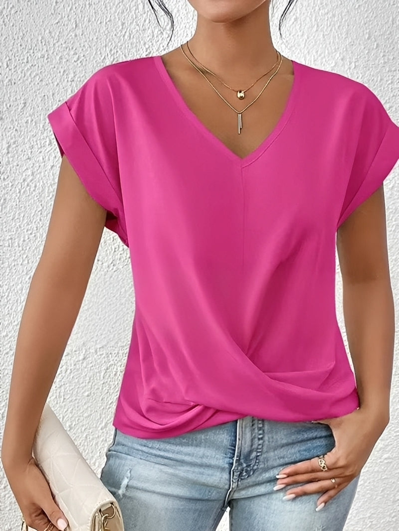 Rachael - Blouse décontractée à col en V irrégulier pour femmes