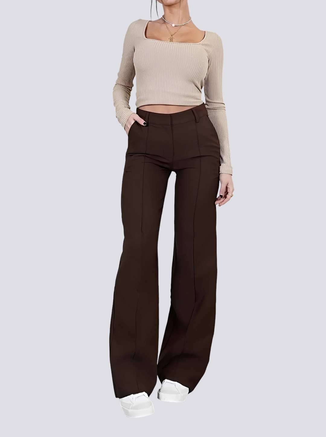 Amelie - Pantalon élégant taille haute à coupe droite