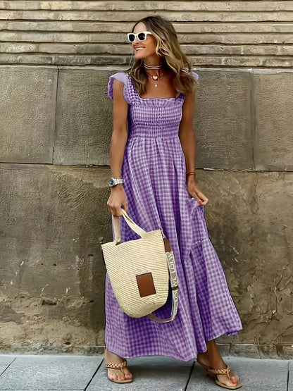 Mollie - Elegantes langes Kleid mit Stehkragen für Damen