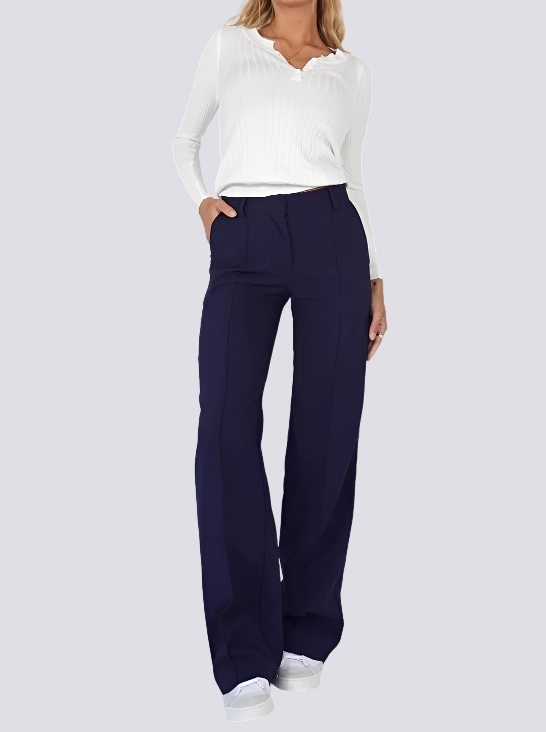 Amelie - Pantalon élégant taille haute à coupe droite