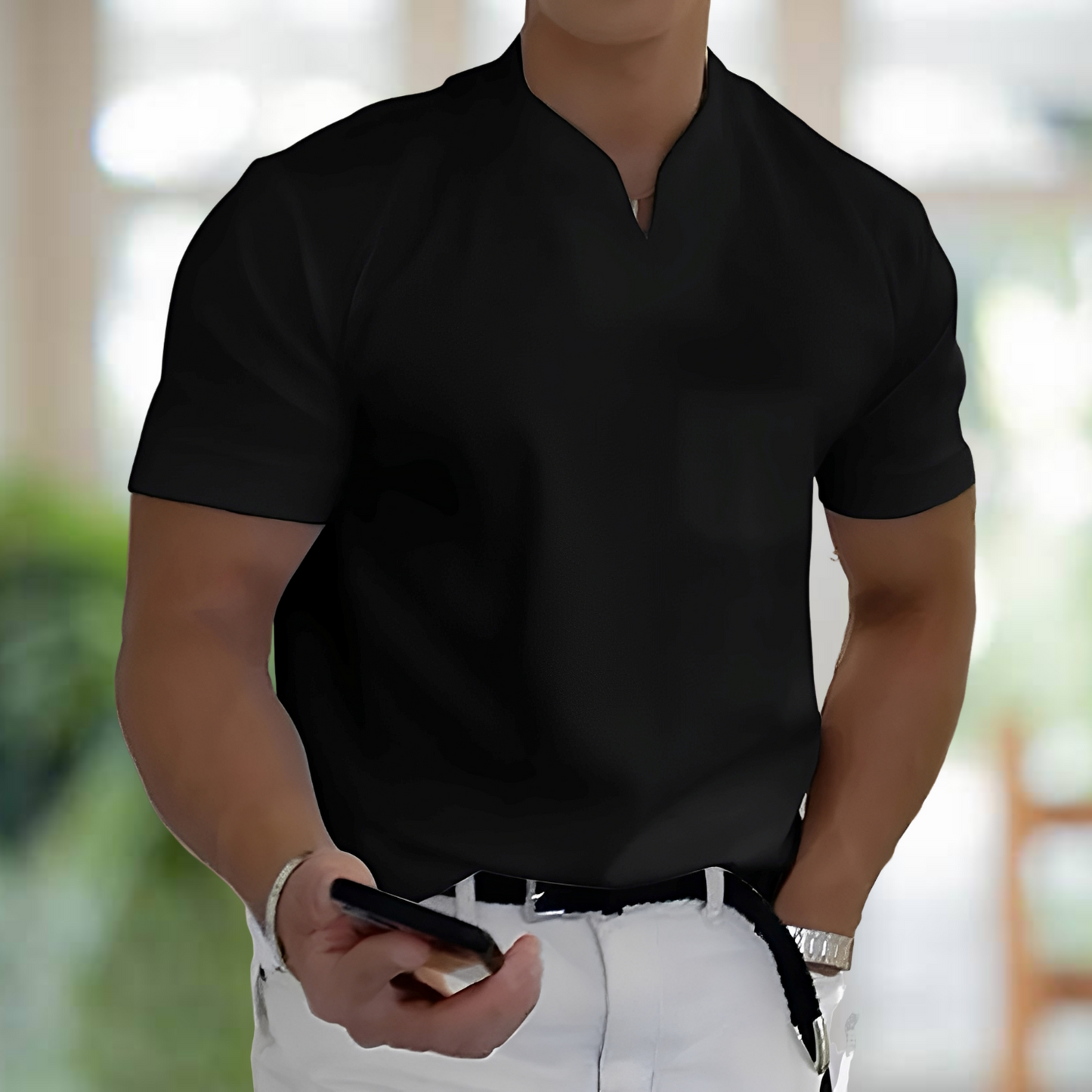 Jason – Chemise de fitness d'affaires à manches courtes pour hommes