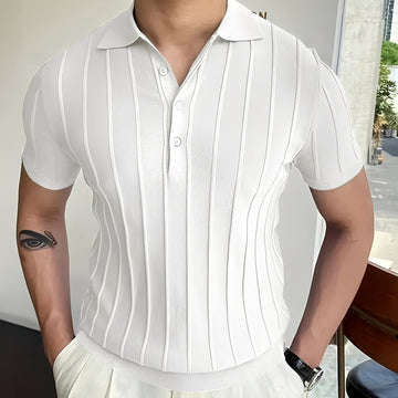 Joss - Chemise chic avec revers rayé pour hommes