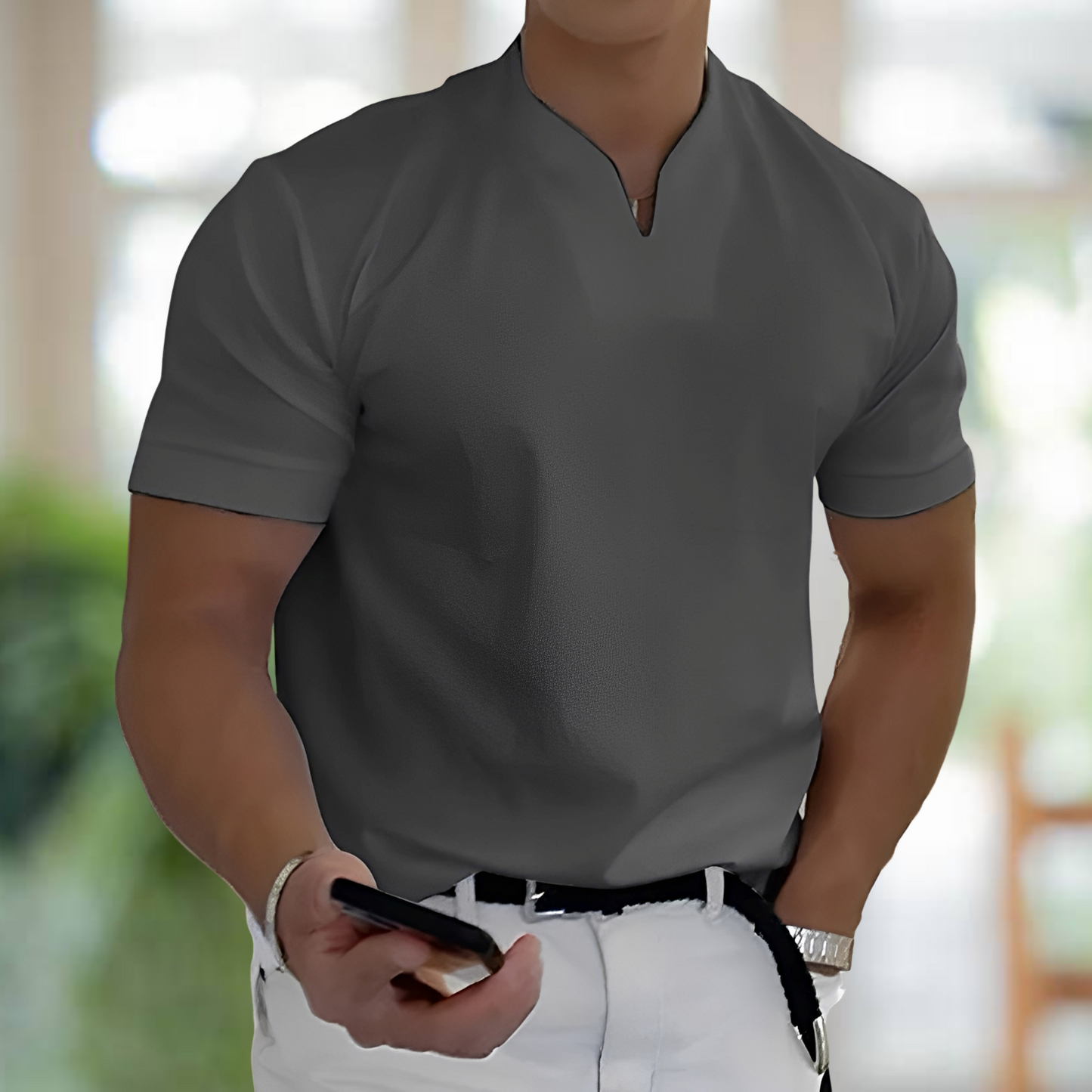 Jason – Chemise de fitness d'affaires à manches courtes pour hommes