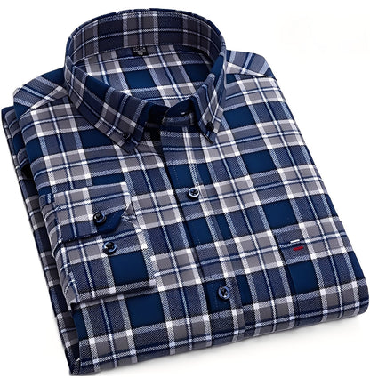 Nikolas - Chemise en coton à carreaux pour homme, style décontracté