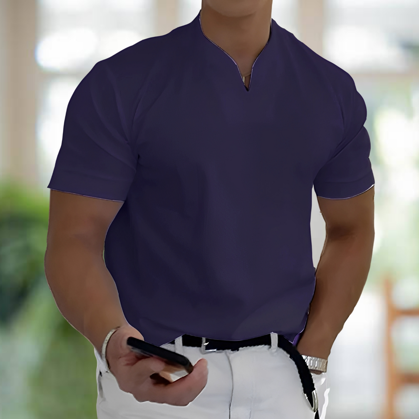 Jason – Chemise de fitness d'affaires à manches courtes pour hommes