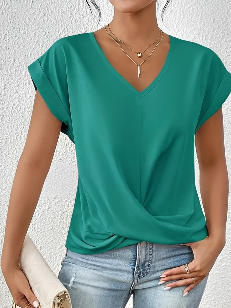 Rachael - Blouse décontractée à col en V irrégulier pour femmes