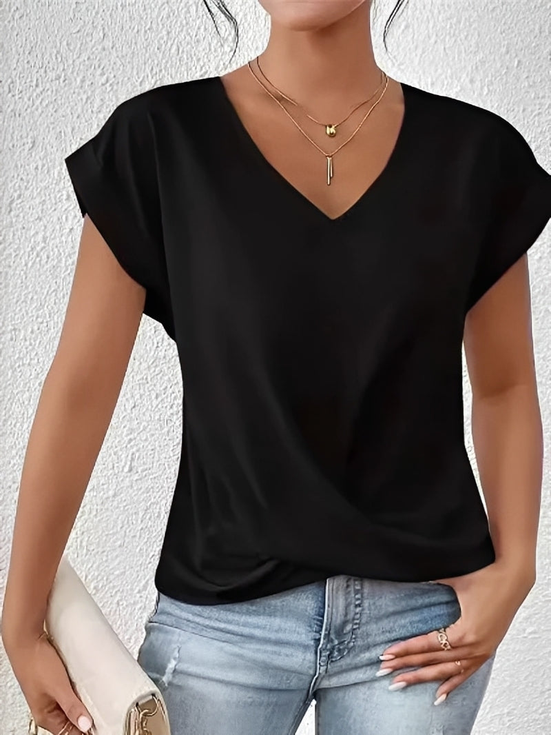 Rachael - Blouse décontractée à col en V irrégulier pour femmes