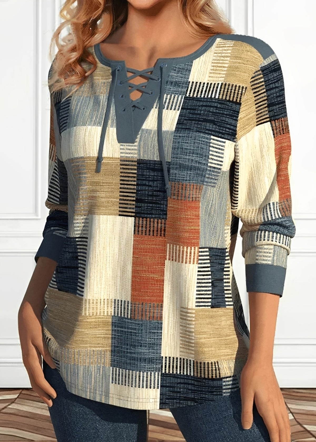 Alyssa - Freizeitshirt mit geometrischem Aufdruck für Damen