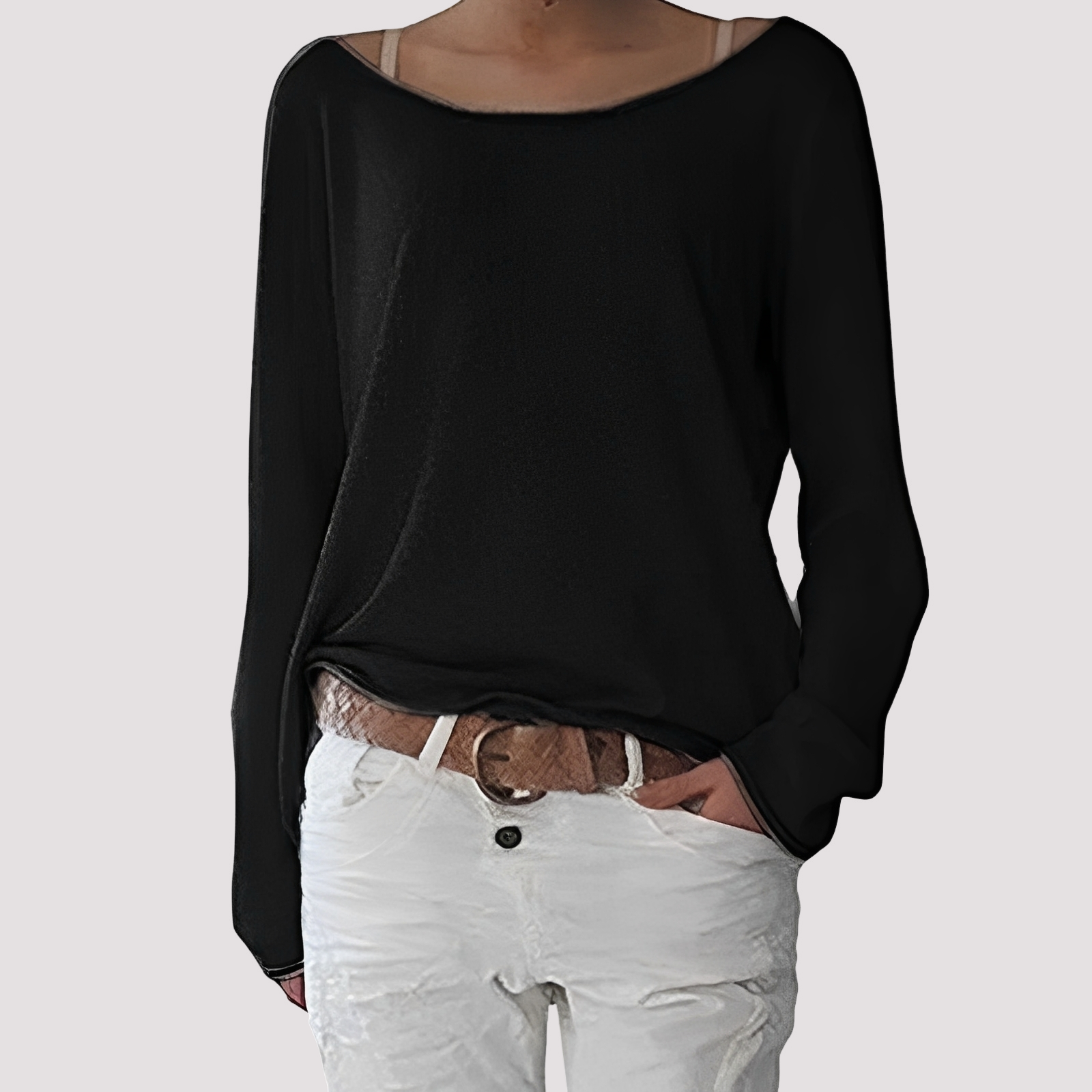 Joanna - T-shirt à manches longues décontracté et ample pour femmes